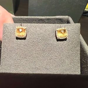 David Yurman Petite Chatelaine® Pavé Bezel Earrings 18k Gold:Citrine & Diamonds